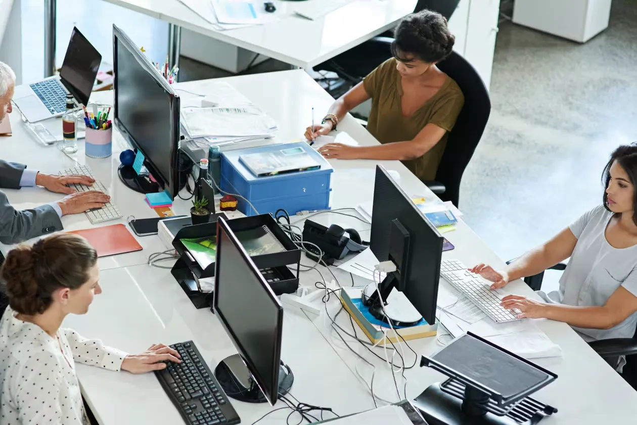 Team working at desks