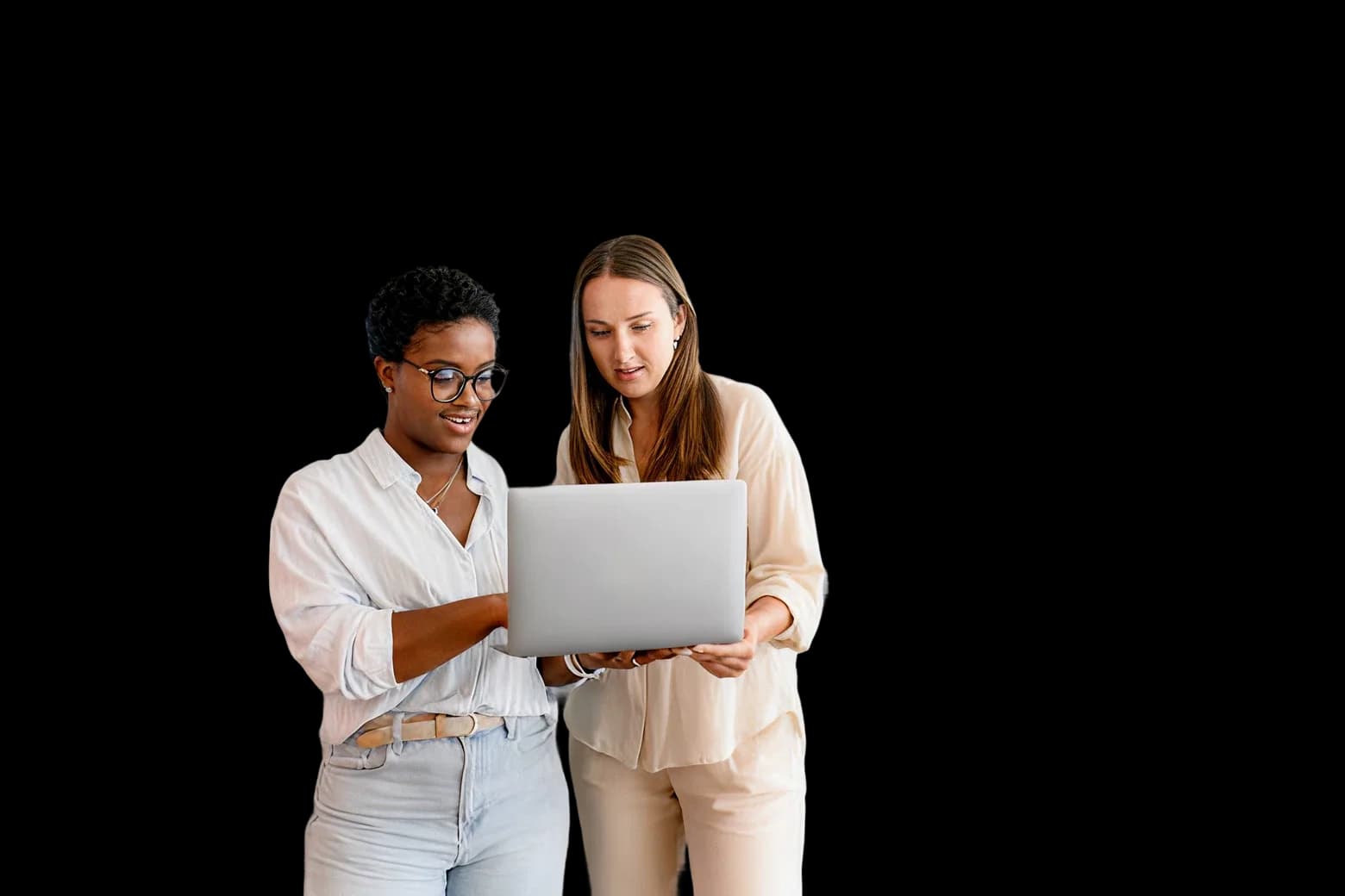 Team collaborating on laptop