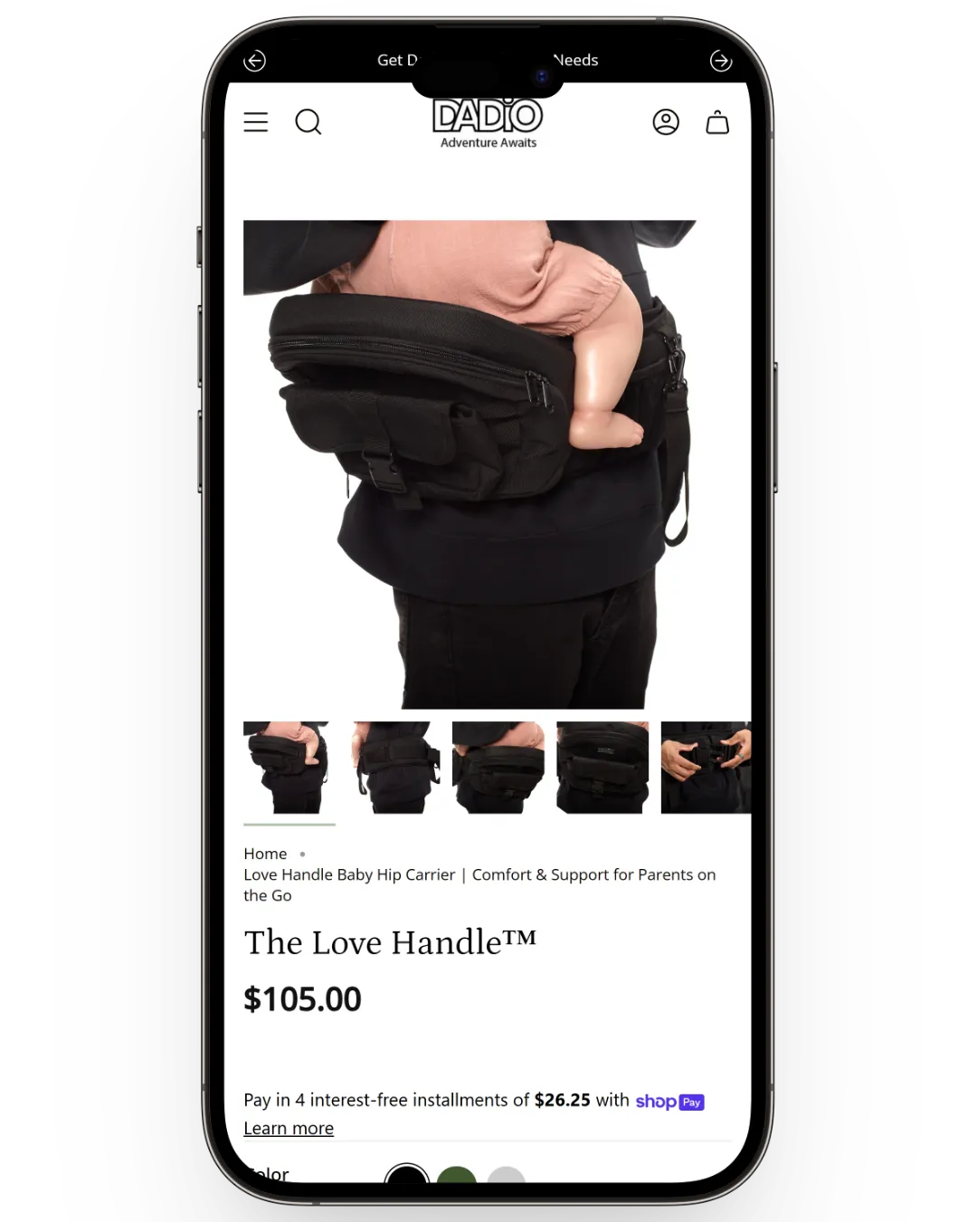 eCommerce store on mobile device