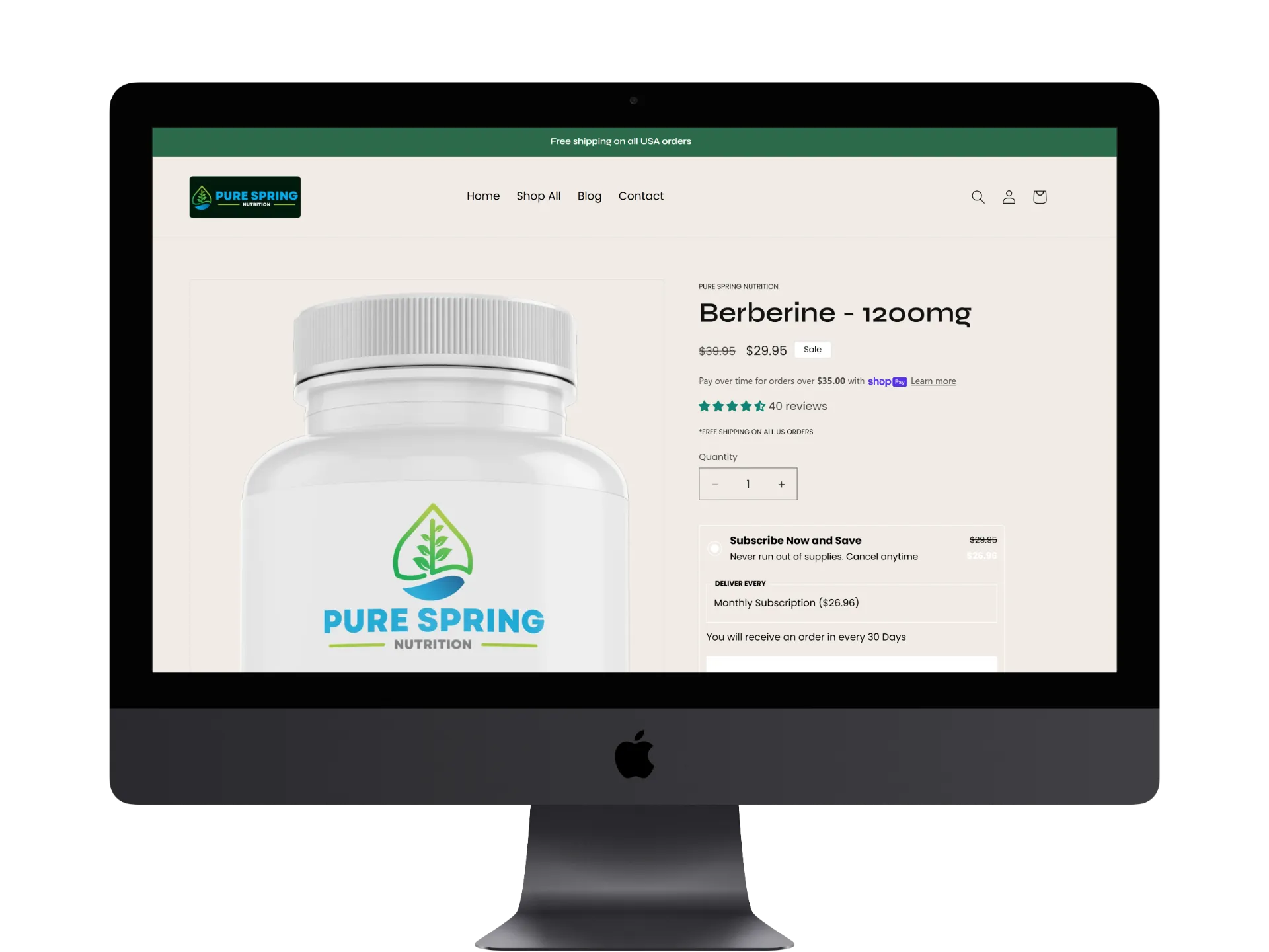Custom ecommerce platform on iMac