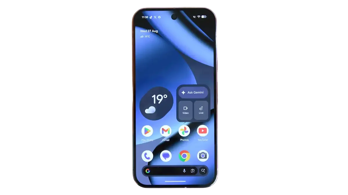 Android phones showing custom app interface