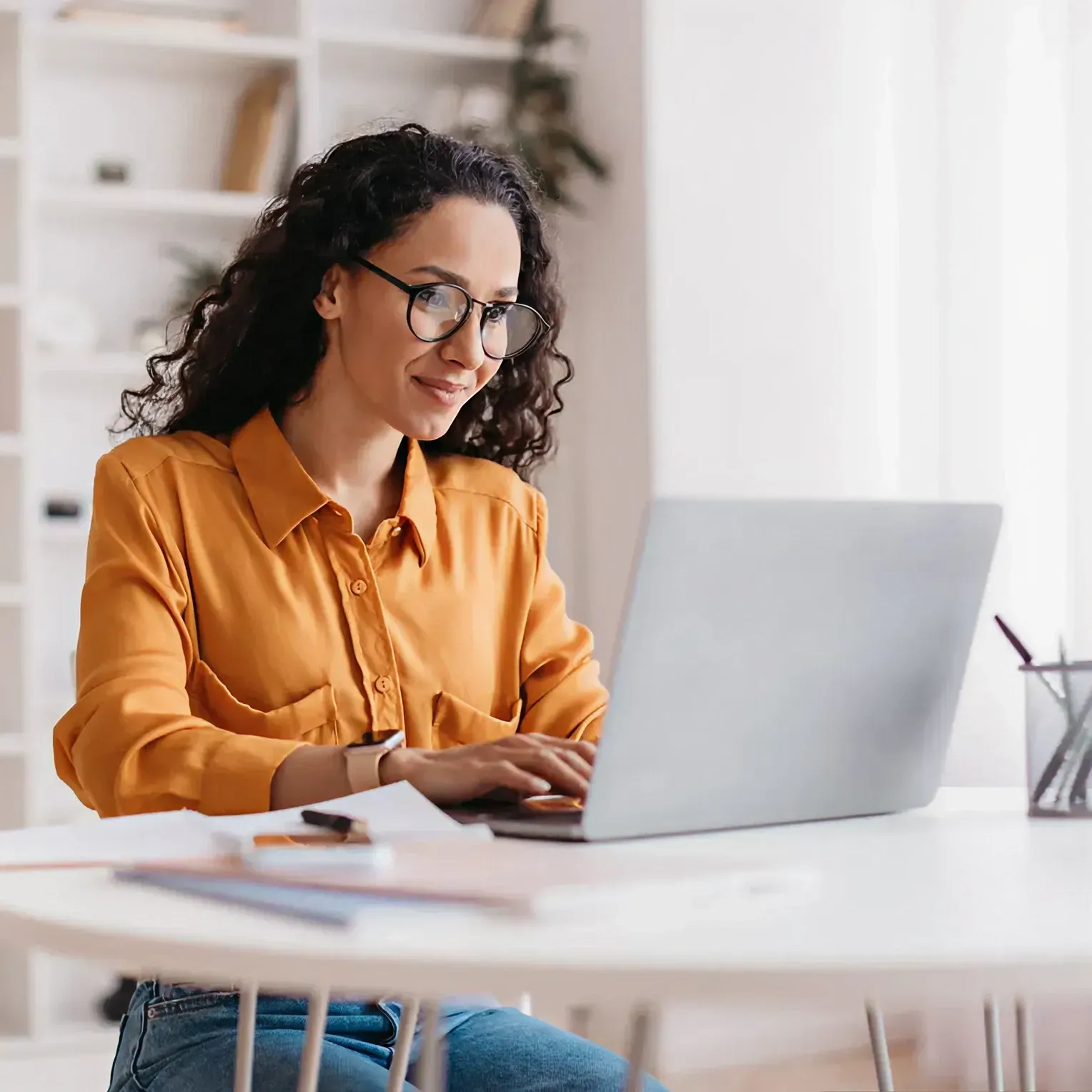 Woman working with laptop