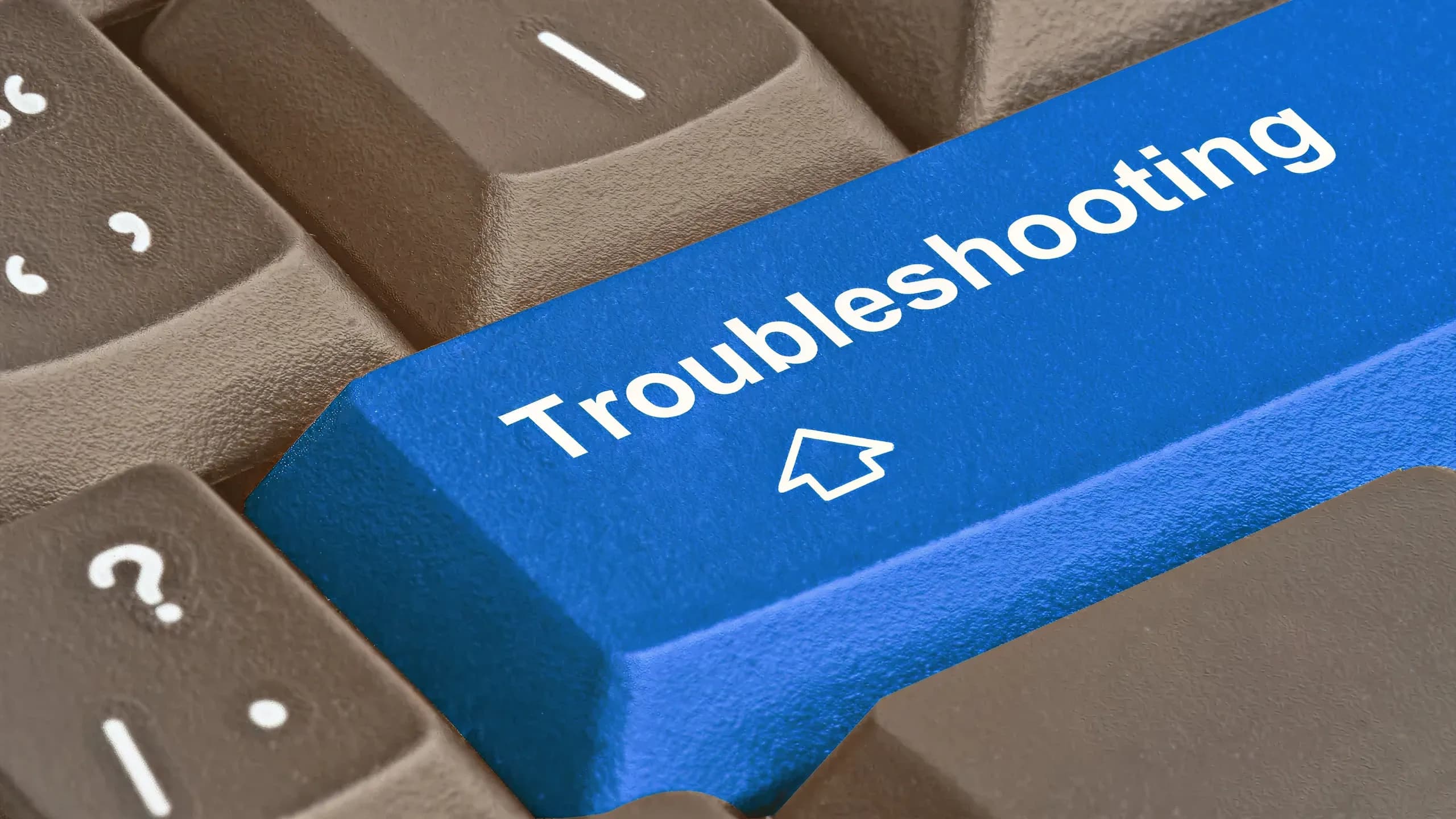 Keyboard with blue Troubleshooting key