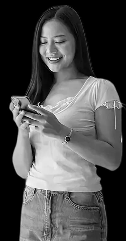 Woman browsing localized storefront on mobile