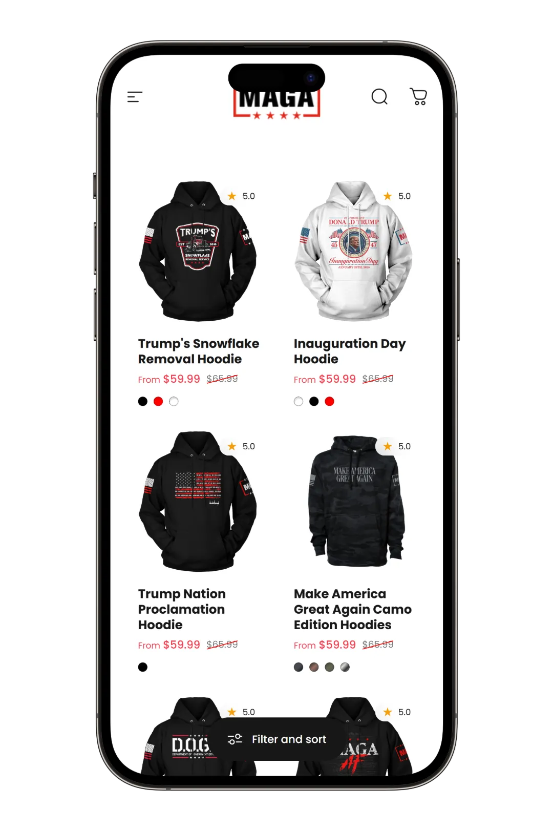 Shopify store on mobile