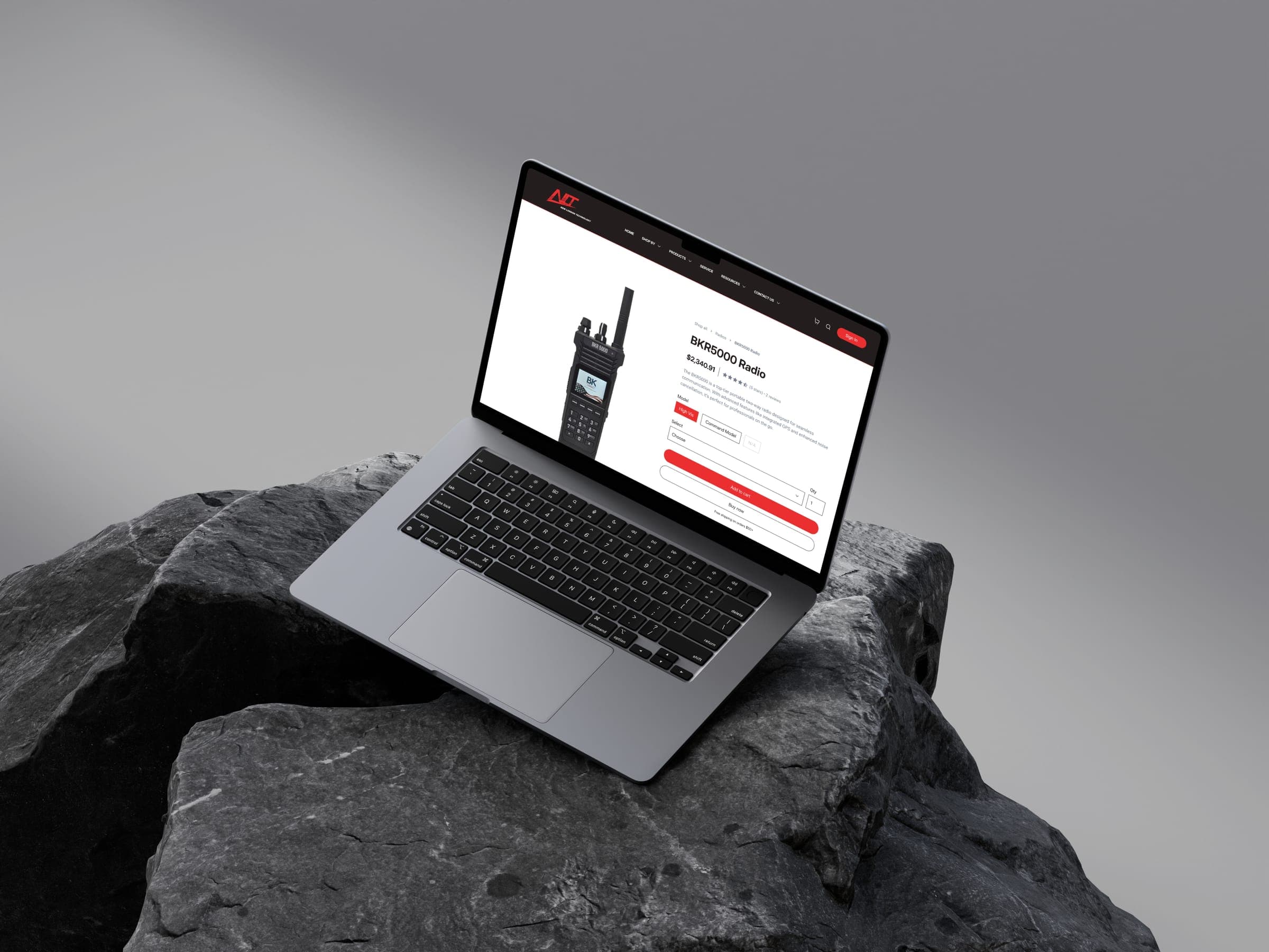 Laptop showing BKR5000 product page with SEO-optimized content