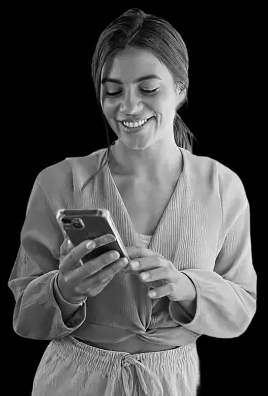 Woman shopping on phone with personalized product recommendations