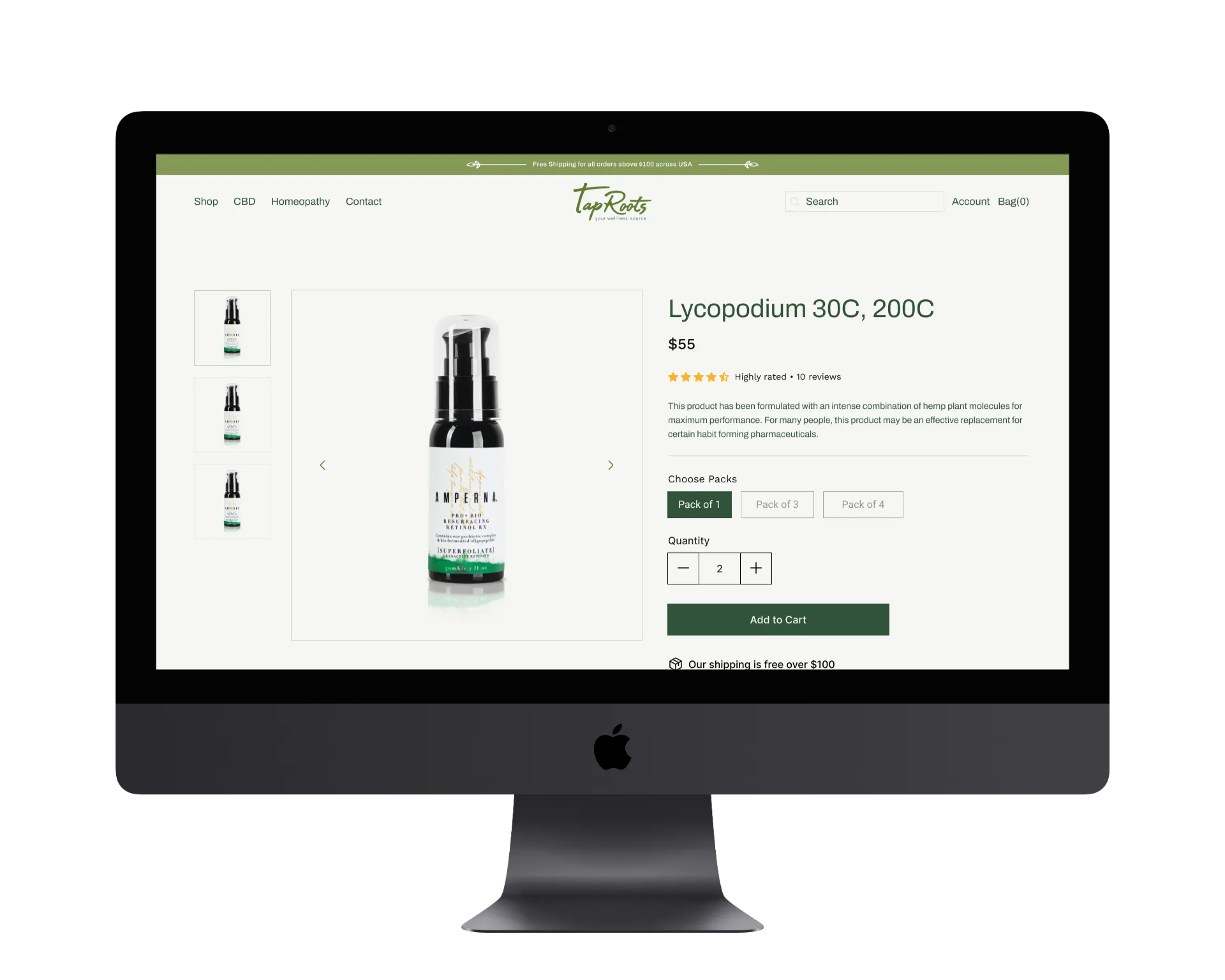 TapRoots product page on iMac