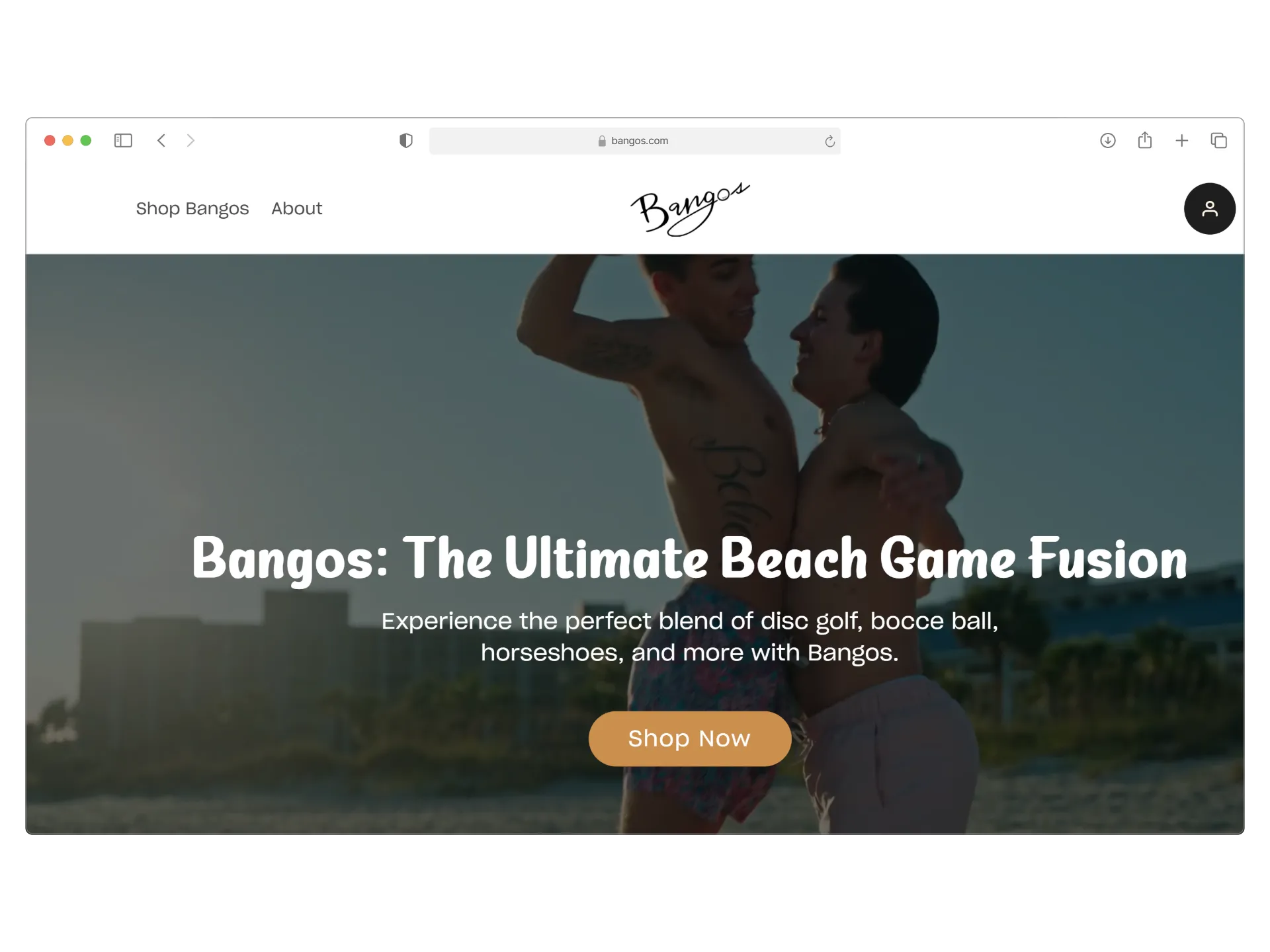 Bangos website desktop view
