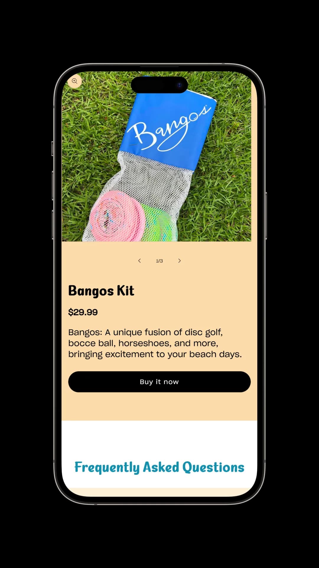 Bangos mobile product page