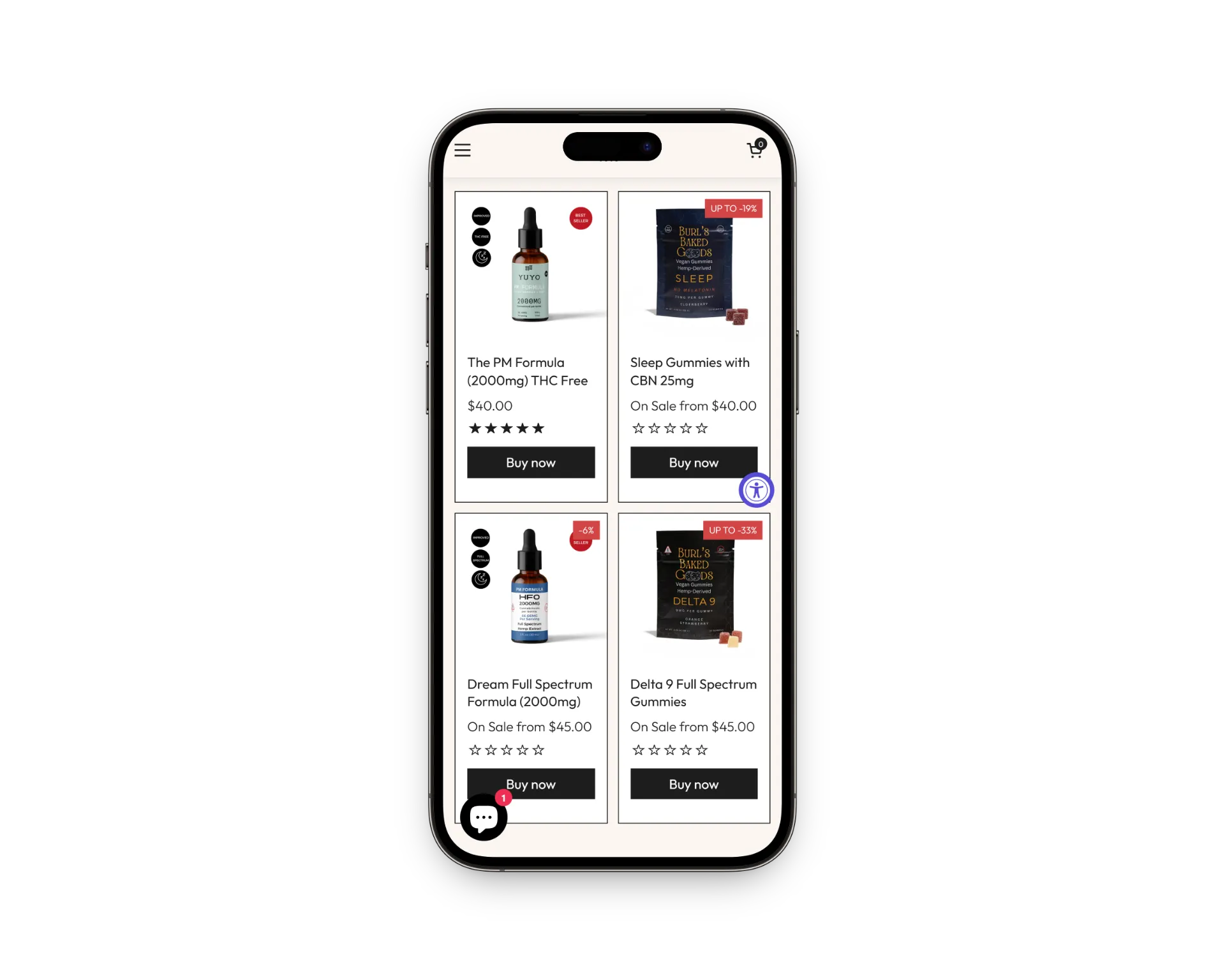 Mobile product UI mockup