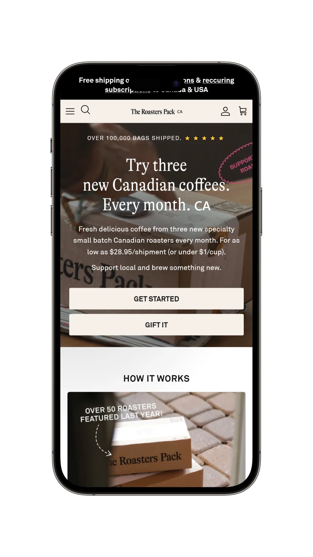 Roasters Pack coffee subscription mobile app