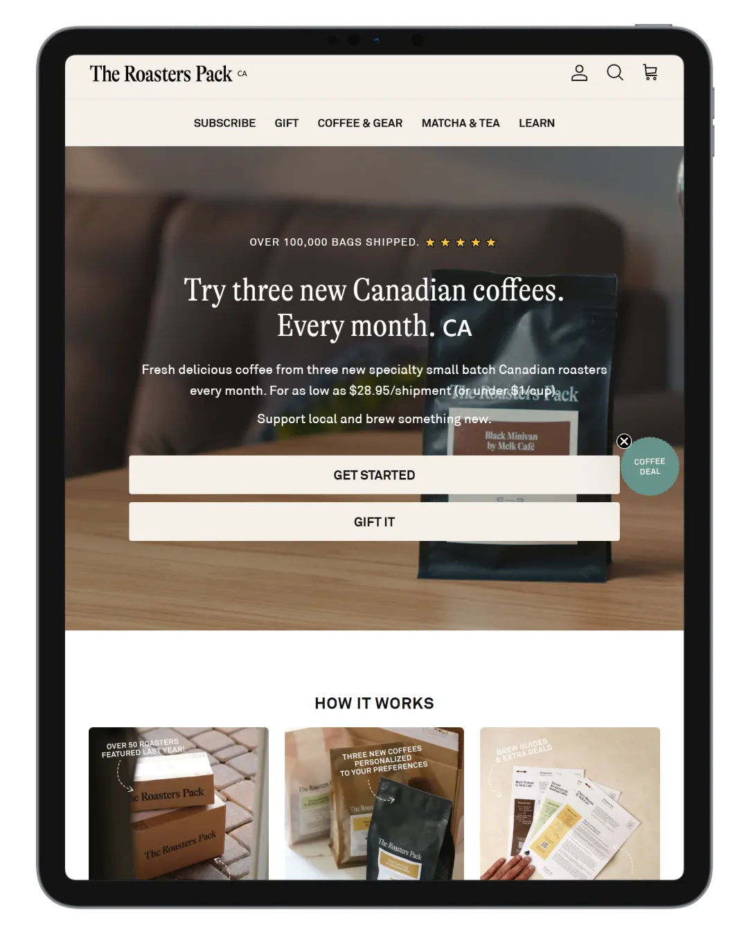 The Roasters Pack on tablet