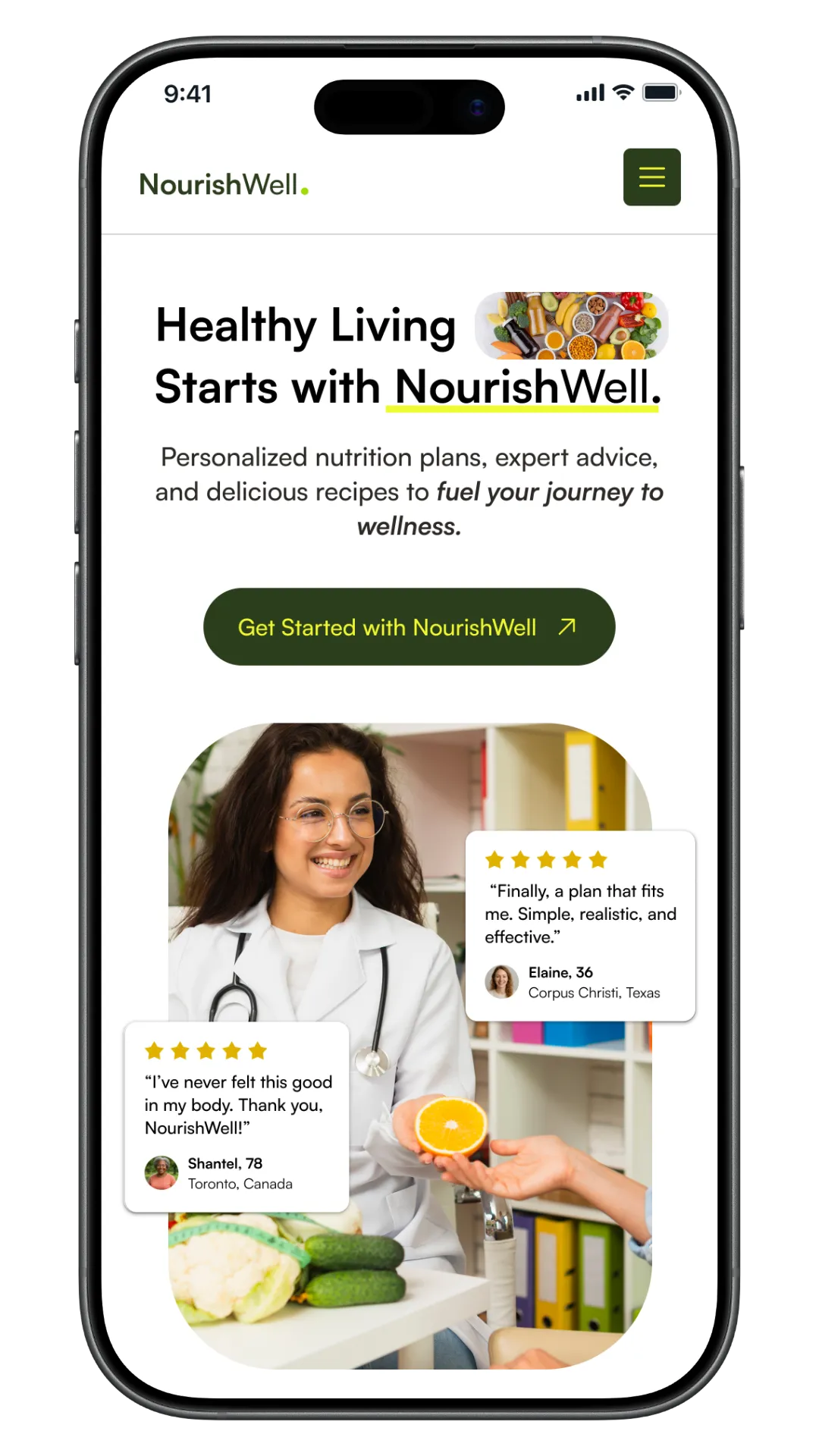 NourishWell mobile website