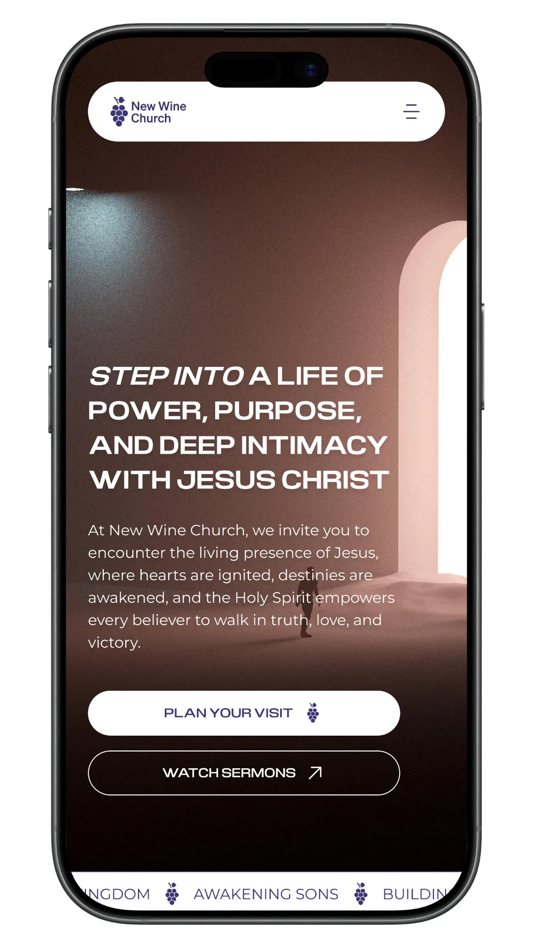 New Wine Church mobile view