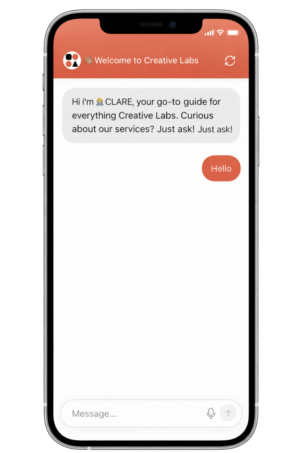 AI chat assistant CLARE on mobile