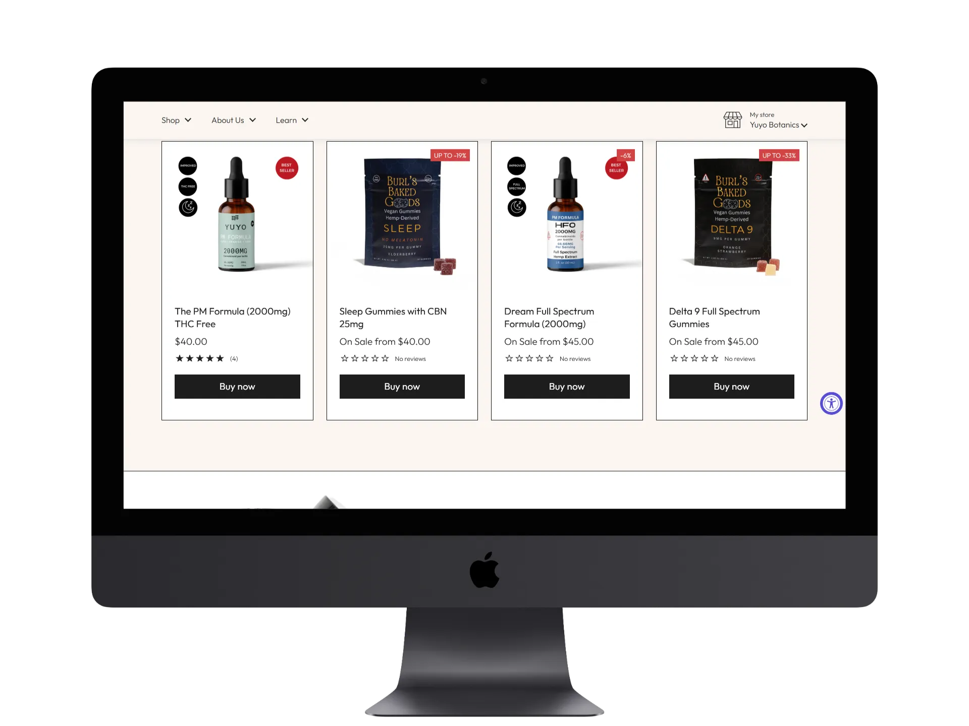 Shopline storefront on iMac