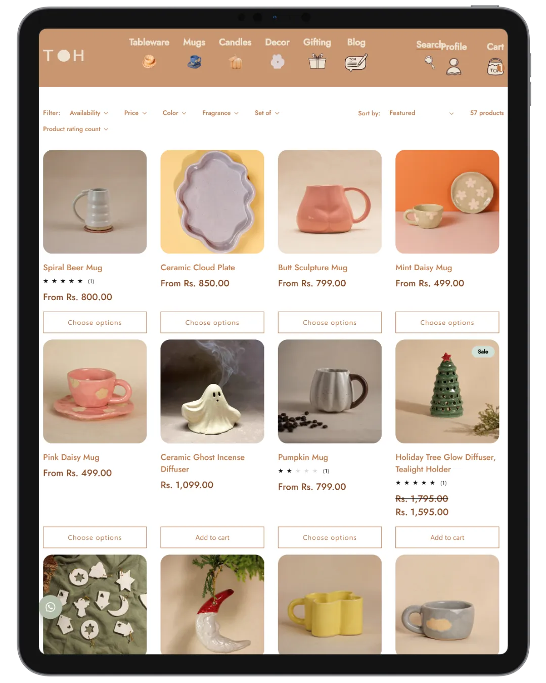 WordPress website on tablet