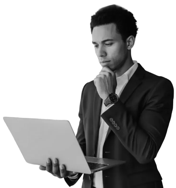 Professional analyzing A/B test results on laptop