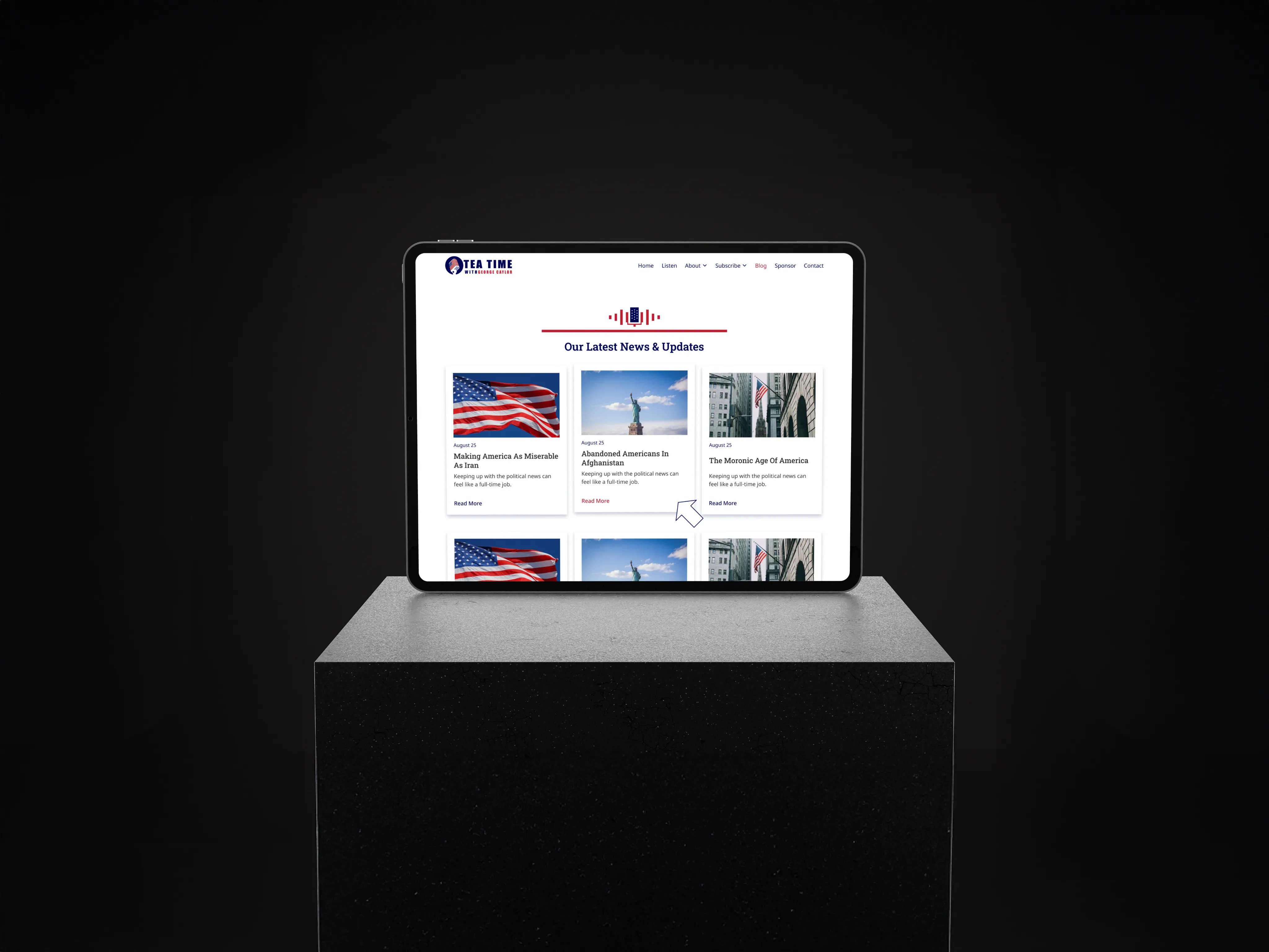 Tablet showing optimized website