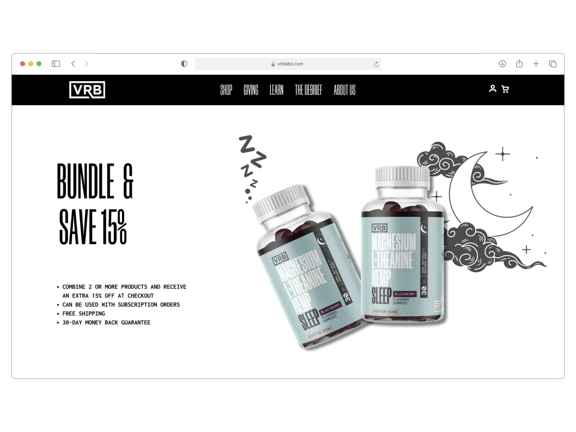 VRB supplements website in browser