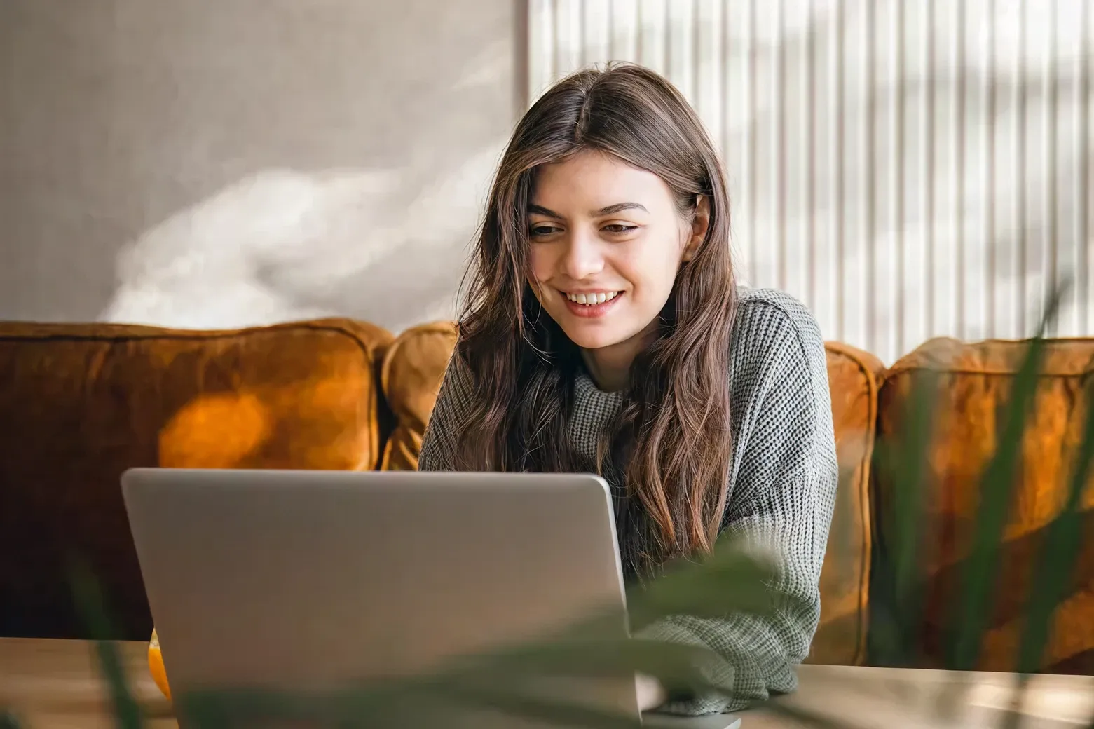 Woman working on laptop