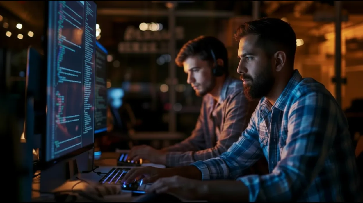 Development team working on product