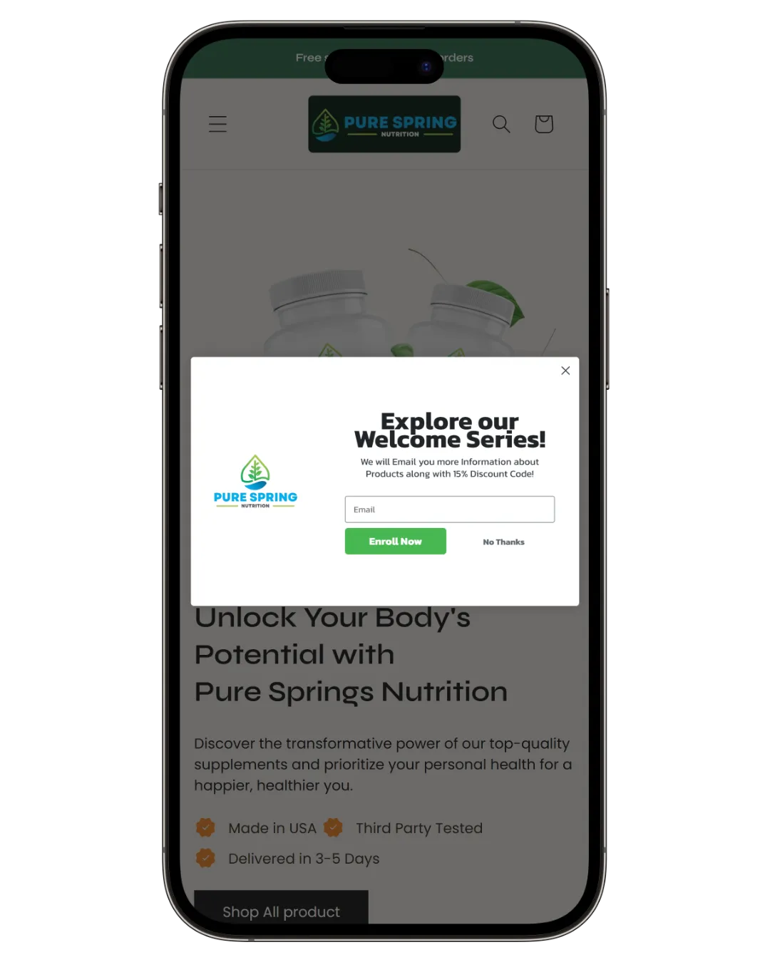 Subscription storefront — welcome series