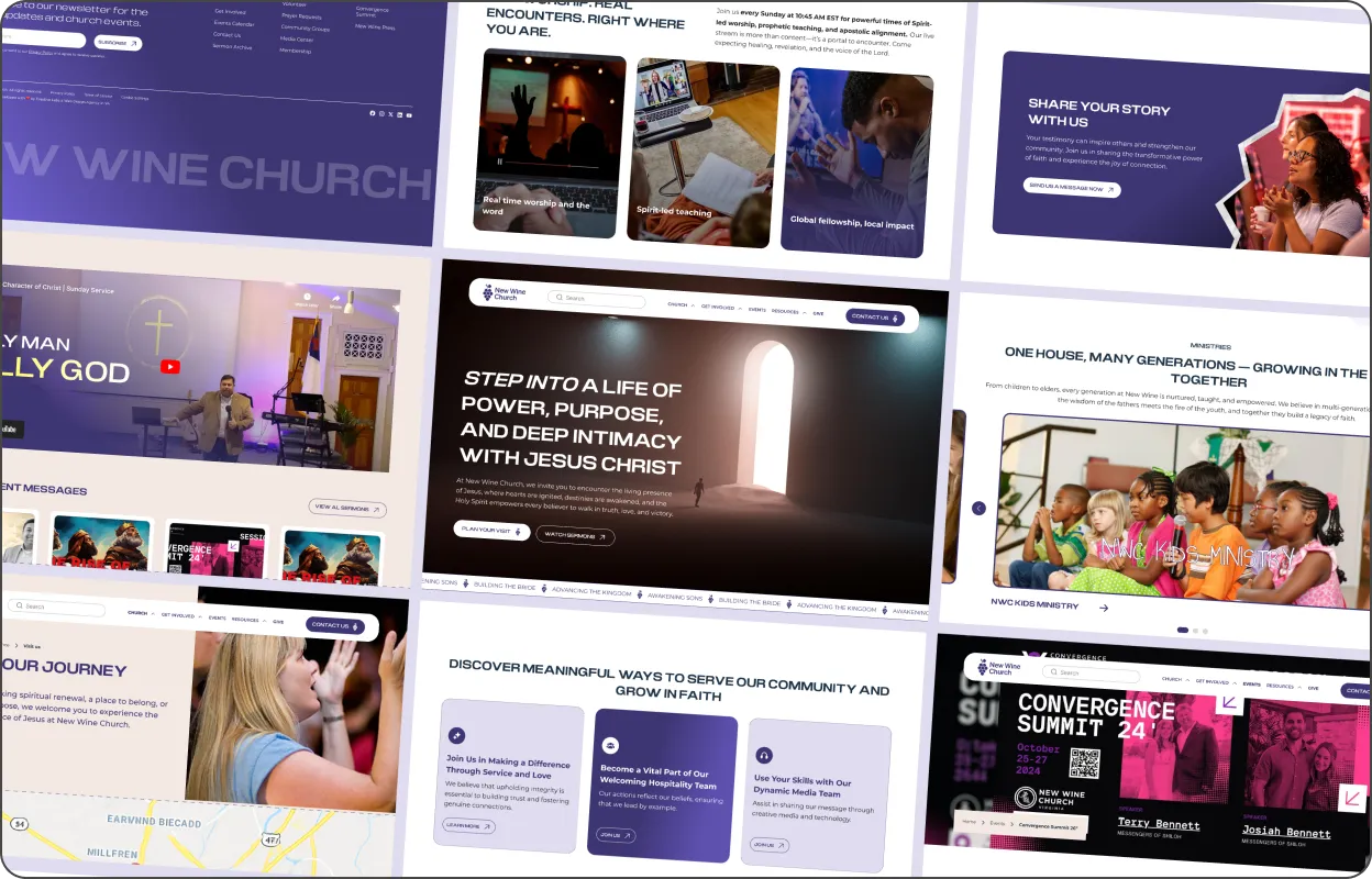 Website design collage showcasing multiple projects