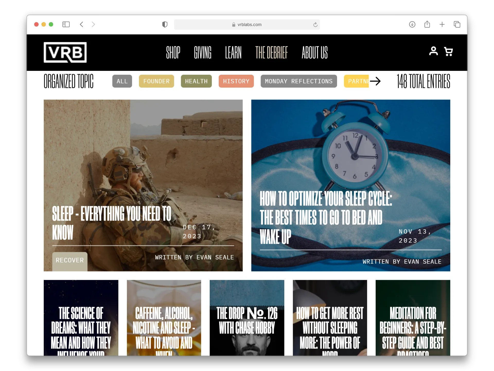 VRB Labs blog page in browser