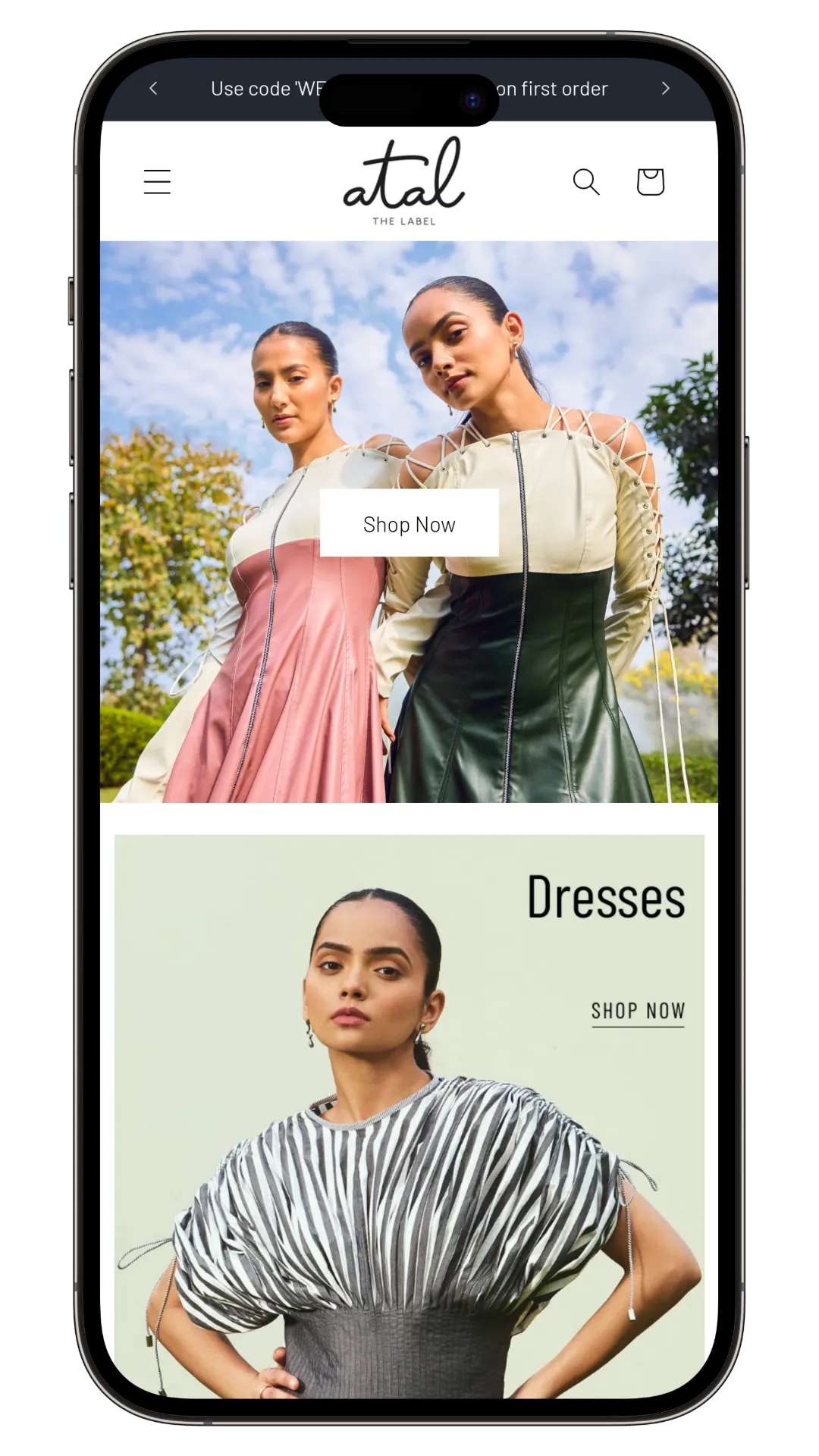E-commerce mobile website