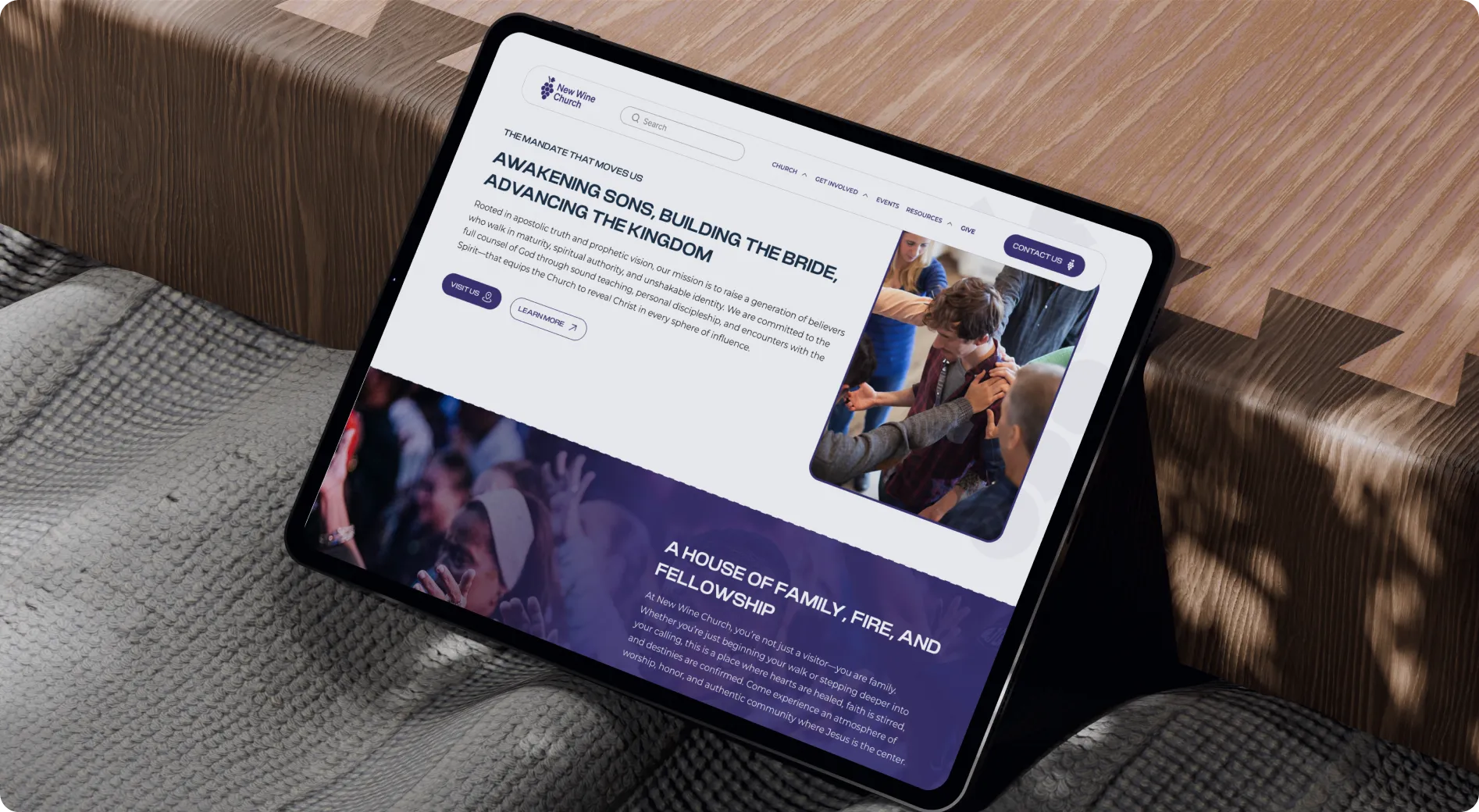 Tablet showing website automation